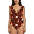 thumbnail image 2 of Yiaed Fire Extinguisher Print Women's Ruffled One Piece Swimsuit V Neck Swimwear Slimming Monokini for Woman-X-Large, 2 of 8