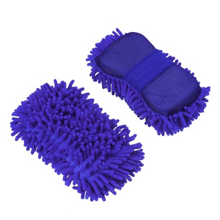 OUNONA  2 Pcs Cleansing Chenille Car Wash Cleaning Gloves