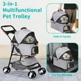 thumbnail image 3 of Pet Stroller 4 Wheels Dog Cat Stroller for Small Medium Dog Cats Carrier Jogger Travel Foldable Puppy Stroller with Detachable Carrier, Grey (Detachable Style), 3 of 6
