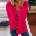 thumbnail image 2 of Yuyuzo Tunic Tops for Women Long Sleeve Pullover Round Neck Half Zipper Solid Color Fall Top Blouses, 2 of 3