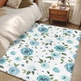 thumbnail image 5 of Farmhouse Flower Washable Area Rugs 3'x5', Country Light Blue Floral Leaf Texture Low Pile Throw Living Room Rug Non-Slip Sturdy Edge Binding Carpet for Indoor Entryway Bedside Kitchen, 5 of 9