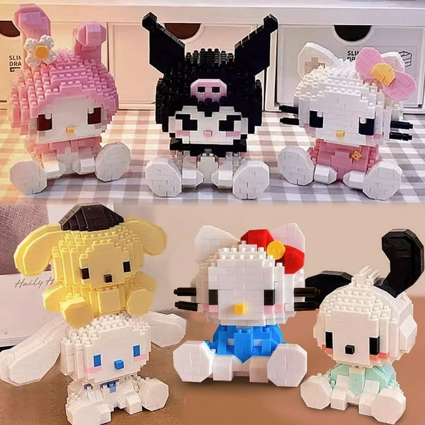 Sanrio Anime Hello Kitty My Melody Cinnamoroll pompurin Kuromi bloques de construcción para niñas, regalo de Navidad de vacaciones para niños