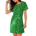 thumbnail image 2 of Fuzoiu Shiny round green sequins Print Women Nightgowns, Soft Comfy Lightweight Short Sleeves Sleepwear,Crew Neck Loungewear, 2 of 6