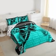 thumbnail image 3 of Homewish Gamer Gaming Queen Comforter Set,Kids Gamepad Controller Bedding Sets,Cyan Black Bedding Comforter Set For Teens,Microfiber Bedroom Decor Reversible,3-Piece, 3 of 8