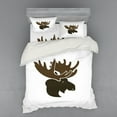 thumbnail image 2 of Ambesonne Animal Bedding Set 3 Pcs, Canadian Deer Head, Twin, Green Brown Army Green, 2 of 3