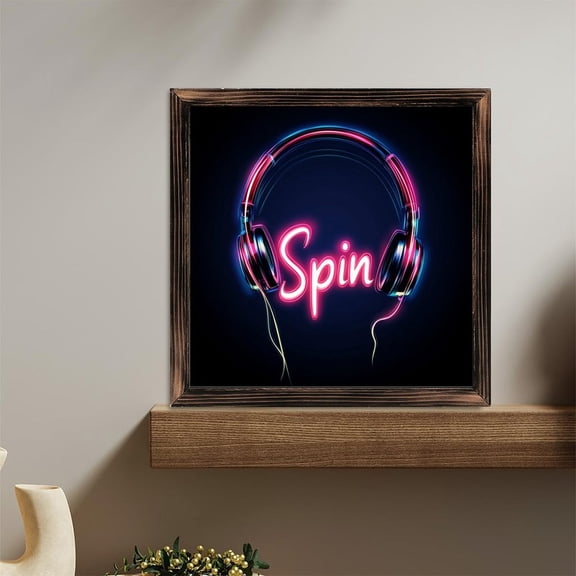 Neon Headphones Music Wooden Sign Wall Plaque - Vintage Art Decoration, Wall Decoration - Ideal Gift For Home Decoration, Living Room, Bathroom, Bedroom, Garden, Dining, Bar, Cafe, Festival Party D