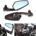 thumbnail image 1 of Motorcycle Handlebar Rear View Mirror Pentagon shape End Adjustable Rotatable Stylish Handle bar end Side Mirror Set of 2, 1 of 4