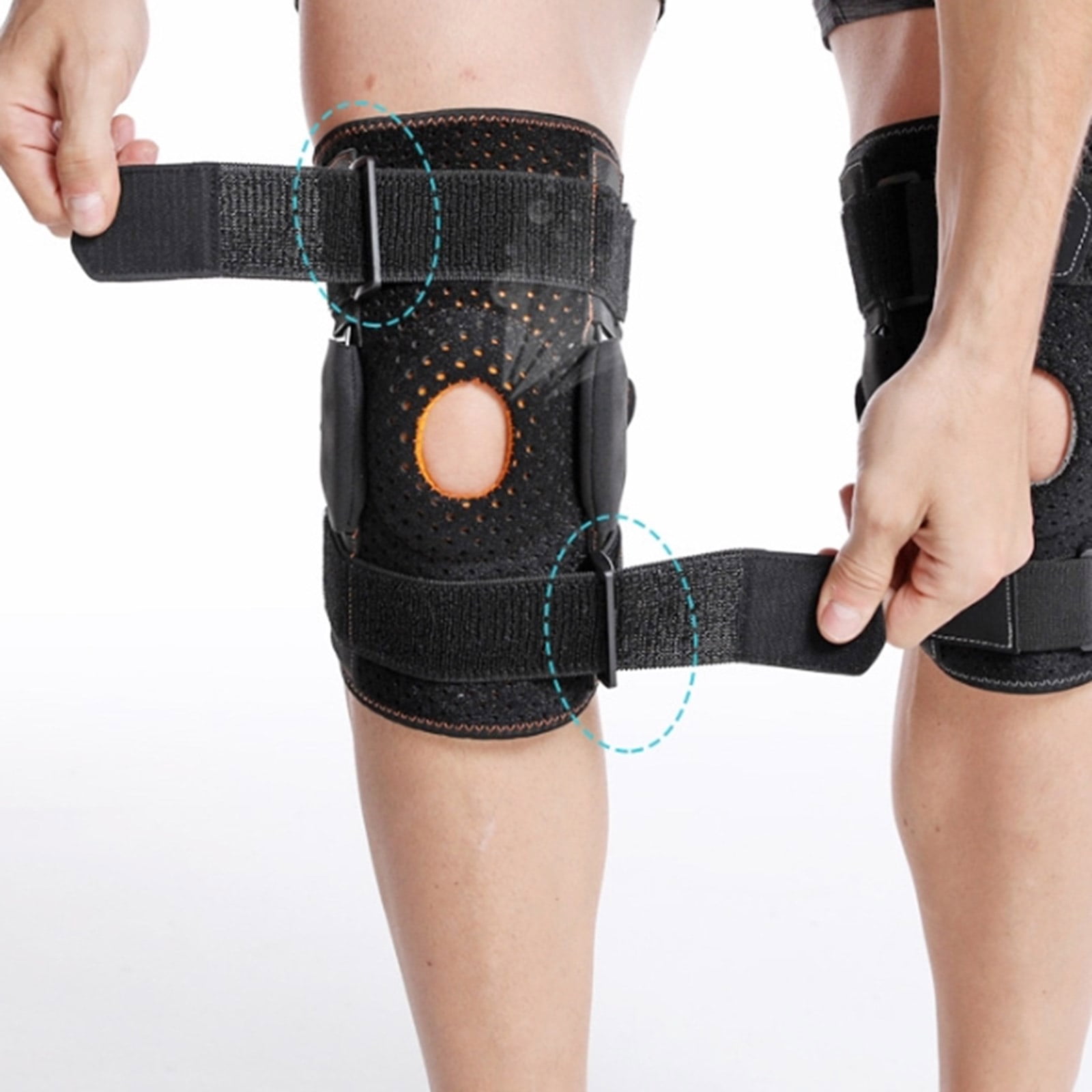 Knee Brace with Metal Hinges and Side Stabilizers for Men Women Sport Adjustable Knee Support Brace for Injury Recovery