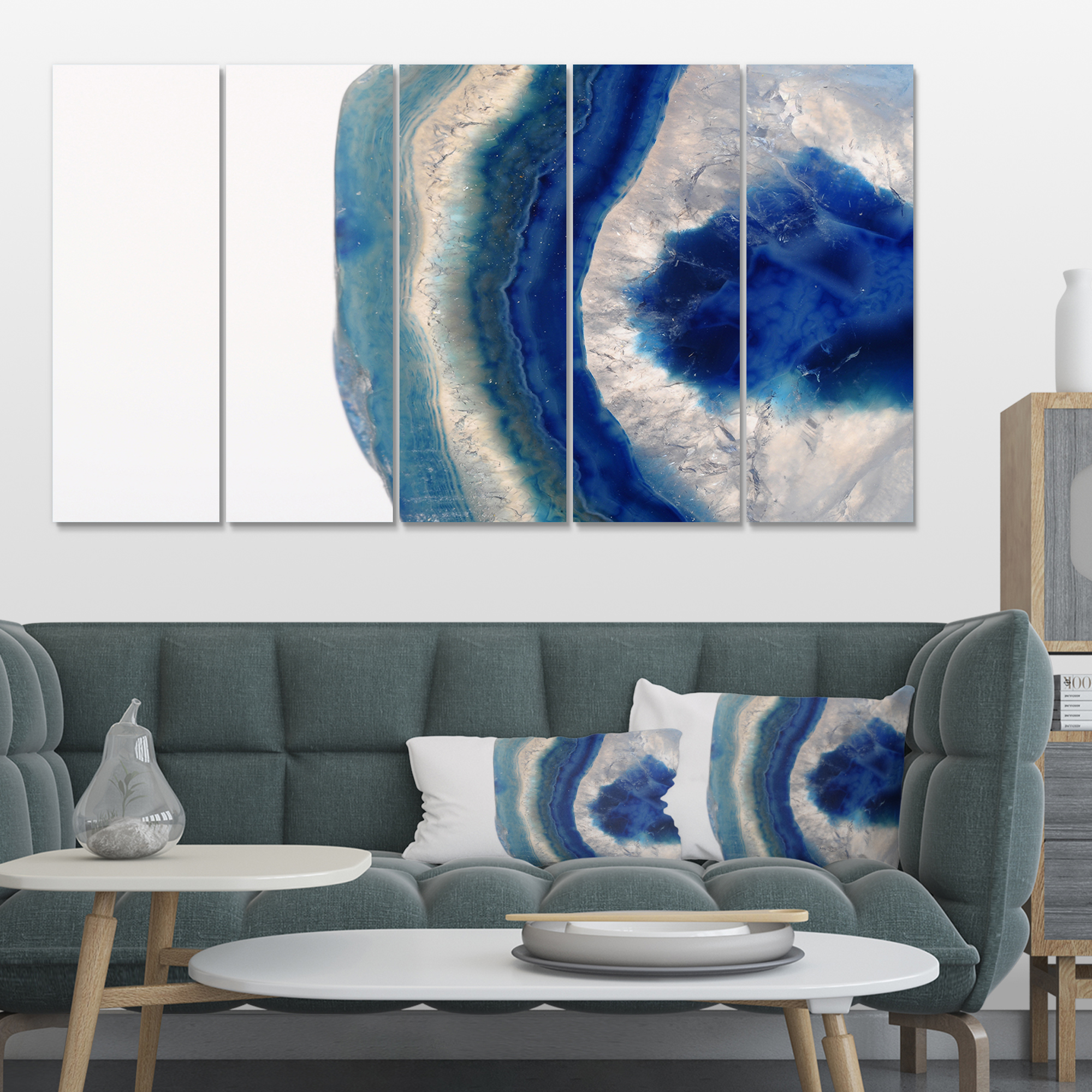 Designart 'Macro of Blue Agate Stone ' Abstract Canvas Wall Art Print