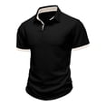 thumbnail image 6 of TaTaai Men's Solid Color Jacquard Short Sleeve Polo Shirt with Contrast Buttons, Turn-Down Collar, and Comfortable Relaxed Fit Gift, 6 of 8