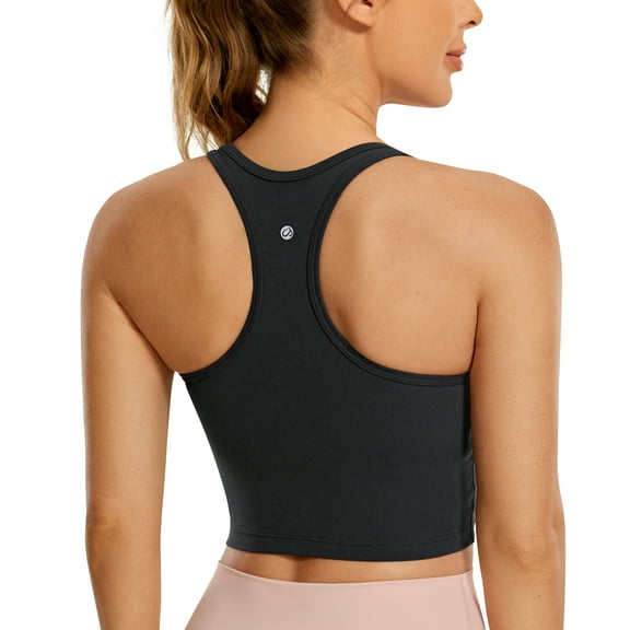 CRZ YOGA Butterluxe Racerback Sports Bras for Women Padded Y-Back Longline Workout Yoga Tops