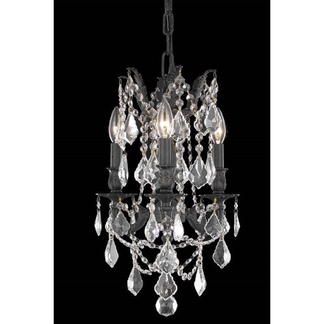 Elegant Lighting Rosalia 13" 3 Light Elements Crystal Chandelier