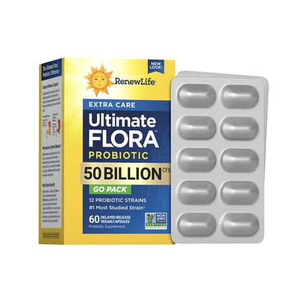 Renew Life Extra Care Ultimate Flora Probiotic 50 Billion Go Pack, 60 CT