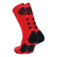 thumbnail image 2 of MadSportsStuff Basketball Socks for Boys Girls - Youth & Adult Athletic Crew Socks - Cushioned Moisture Wicking - Small, Scarlet/Black, 2 of 2