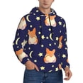 thumbnail image 2 of Kdxio Corgi Lying With Moons And Stars Print Mens Casual Hooded Collar Drawstring Hoodies Pullover Sweatshirts Casual Long Sleeve Shirts-Large, 2 of 7