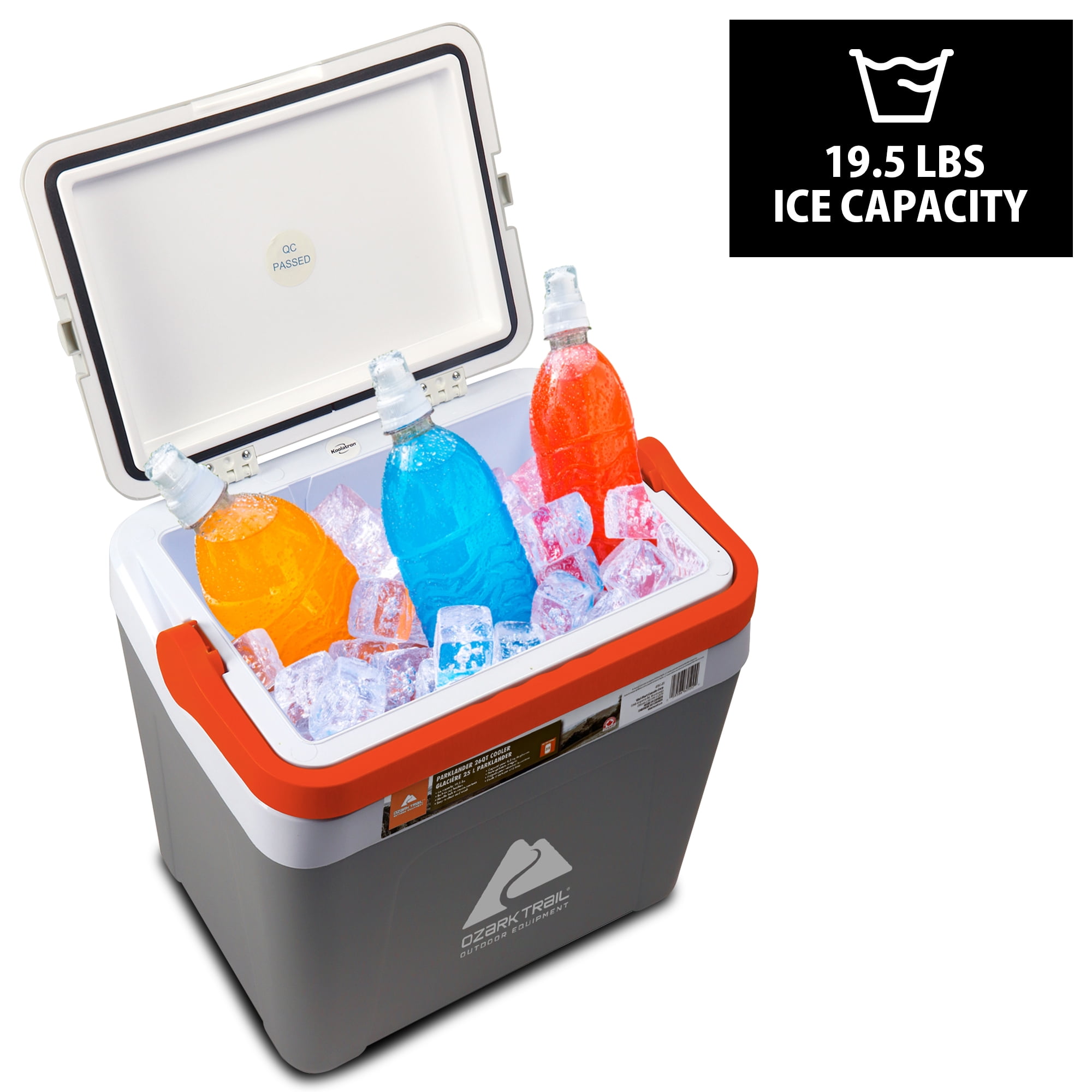Ozark Trail Parklander 25L/ 26qt Hard Sided Portable Ice Chest Cooler, 32 can capacity, Grey