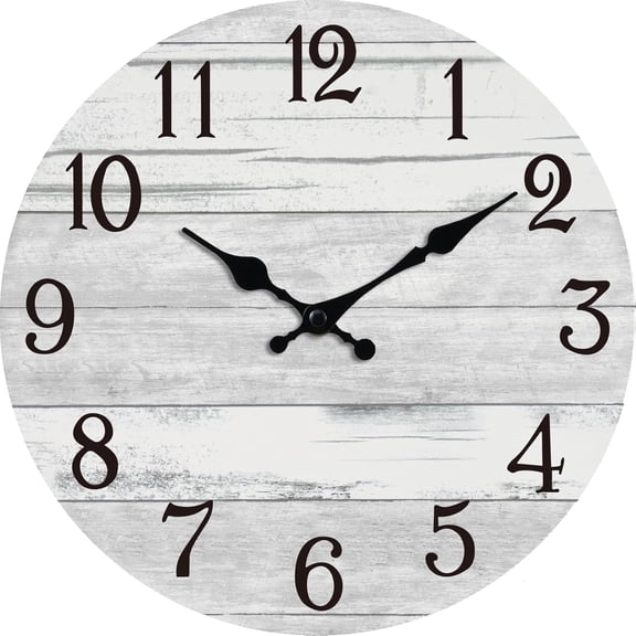 Vintage Country Rustic White Farmhouse Wall Clock 10 Inch Silent Non Ticking Battery Operated Home Decor Wall Clocks for Living Room, Bedroom, Kitchen