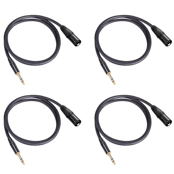 4X 6.35 mm 1/4 Inch Male to XLR Male Audio Stereo Mic Cable - Male to XLR Male Balanced Speaker Mic Cable, 1 Meter