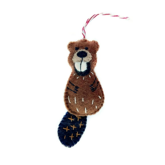 Beaver Ornament - Felt Wool Fair Trade Handmade Christmas Nepal