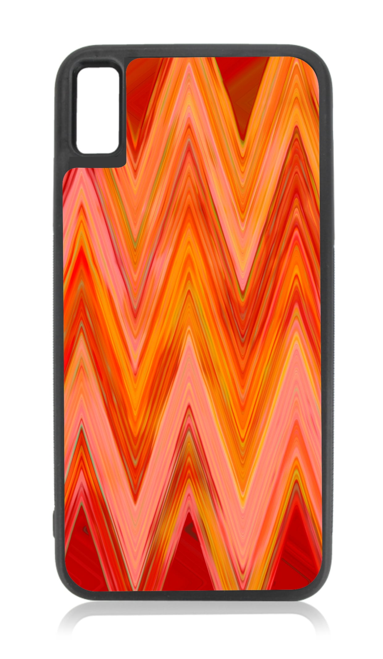 Orange Chevron Zigzag Fusion Print Design Black Rubber Case for iPhone