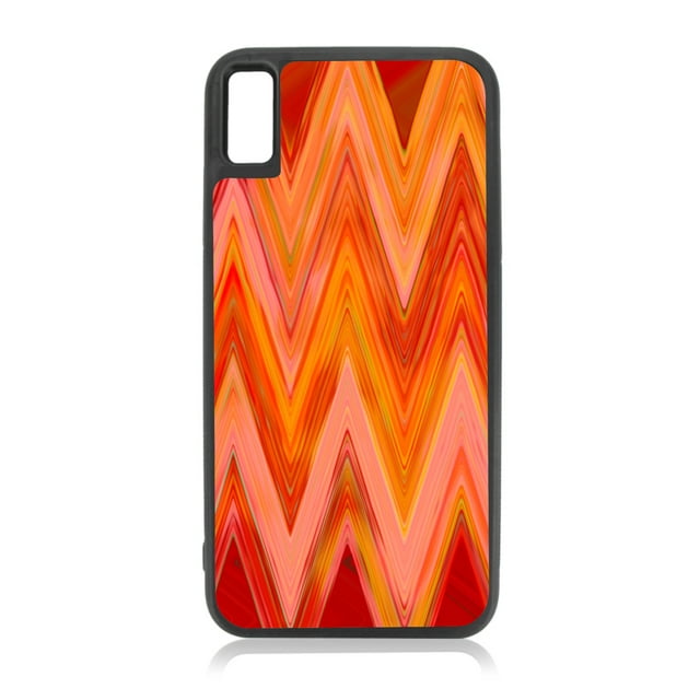Orange Chevron Zigzag Fusion Print Design Black Rubber Case for iPhone