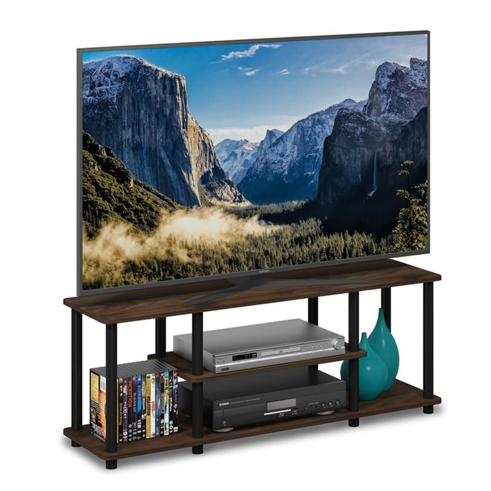 Furinno TURN-N-TUBE Wood Entertainment TV Stand for TV up to 50" in Walnut/Black