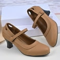 thumbnail image 5 of LOVZFMLL Shoes for Women Chunky Block Heels Mary Jane Shoes Vintage Round Toe Ankle Strap Office Wedding Dress Shoes Khaki 8.5, 5 of 7