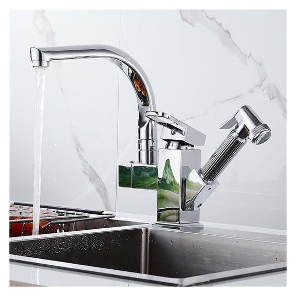 Kitchen Sink Faucet Black Deck Mounted Flexible Pull Out Mixer Tap Hot Cold Kitchen Faucet Spring Spout Chrome Silver Faucet