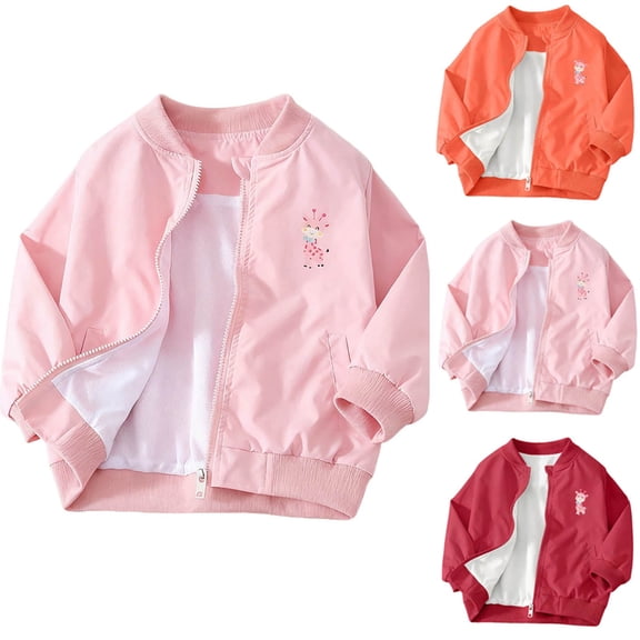 SROBPTY Kids Boys Girls Jackets Fall Solid Zip Long Sleeve Baseball Outerwear for 1-11 Years