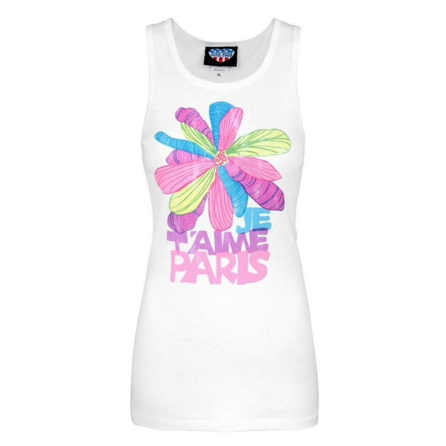 Junk Food Clothing Womens White Flower With Text Vest (X-Large)