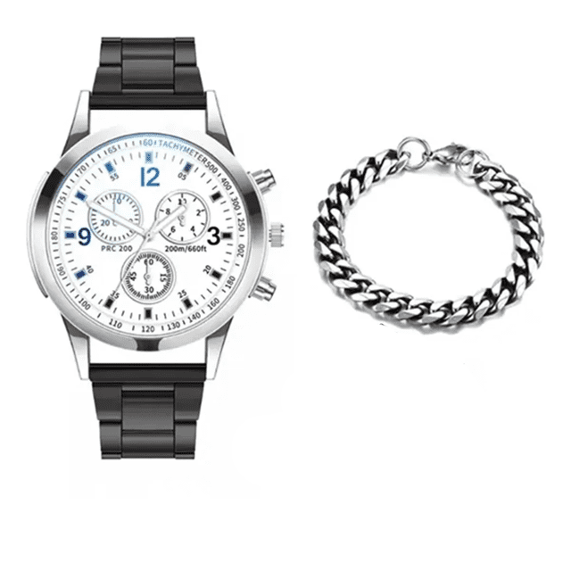 2 Pzas Relojes De Cuarzo Casuales Impermeables Para Hombre LAB.G negro fondo plata