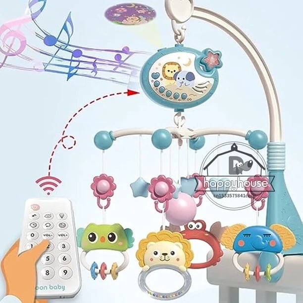 Cuna móvil con proyección de música para bebés de 0 a 6 meses, cuna con Control remoto, juguetes para recién nacidos