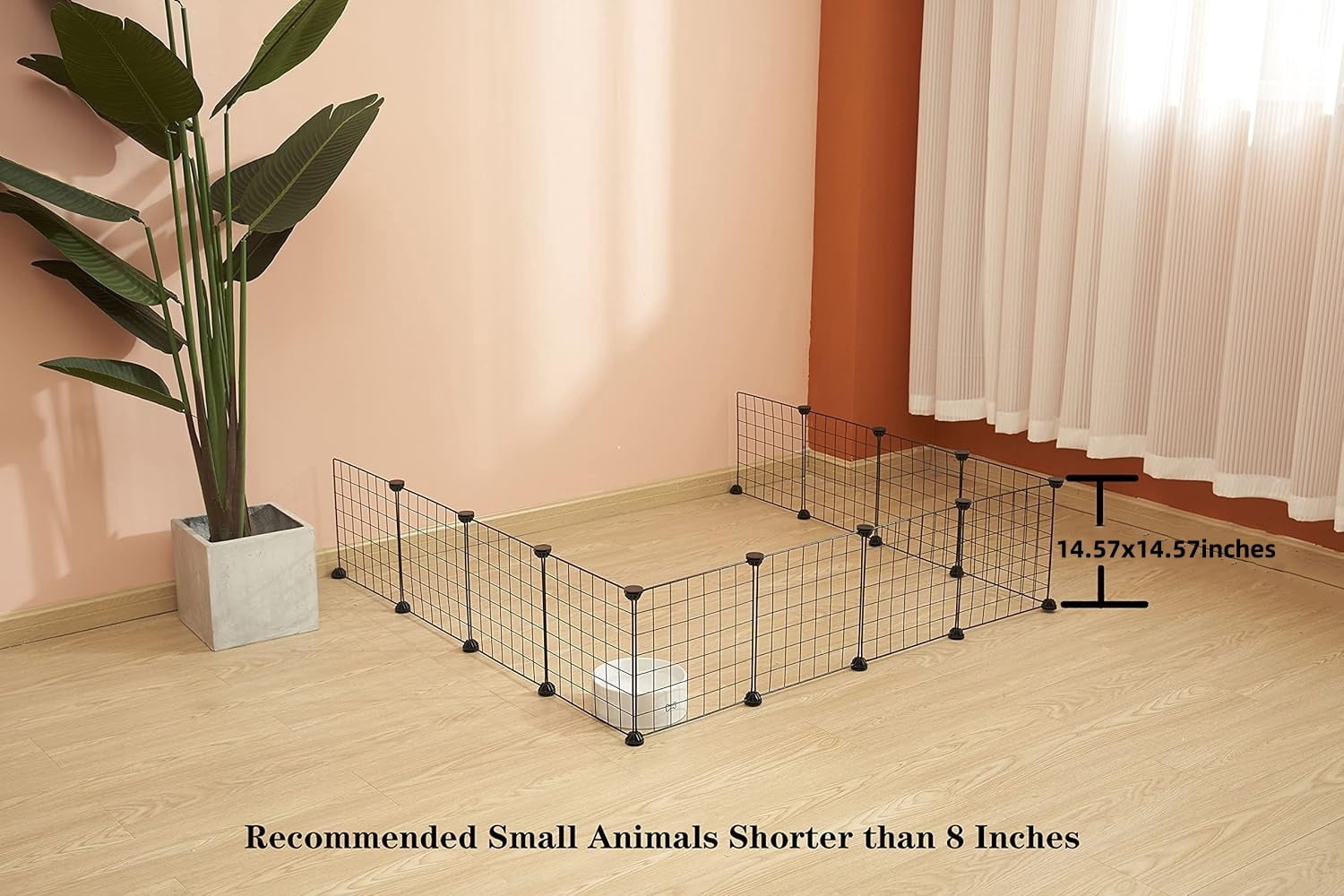 LQQBOX Small Animal Playpen, Small Animal Cage for Indoor Outdoor Use, Portable Metal Wire Yard Fence for Small Animal, Guinea Pigs, Bunny, Turtle, Hamster (14.57x14.57)