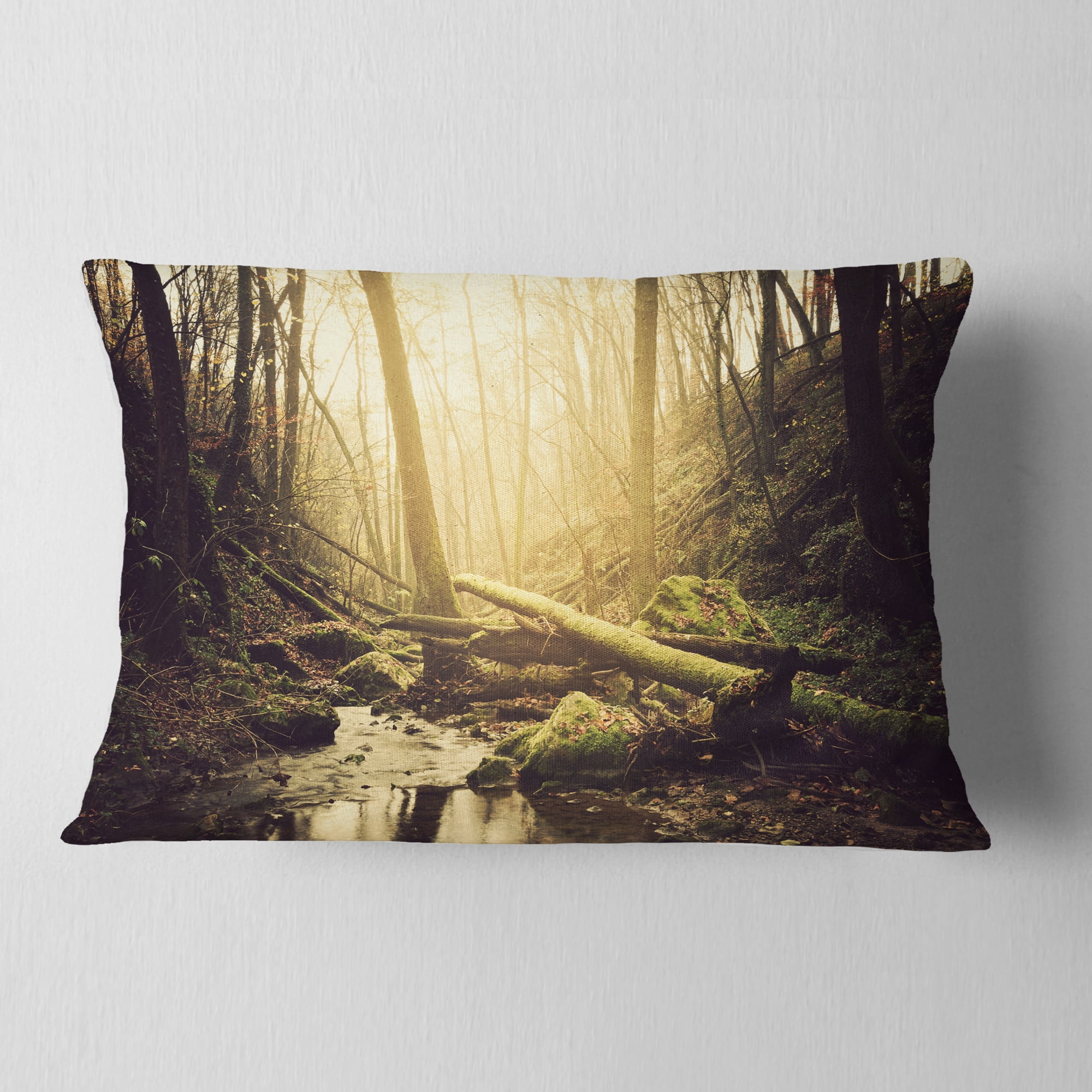 Designart 12" x 20" Green Polyester Throw Pillow