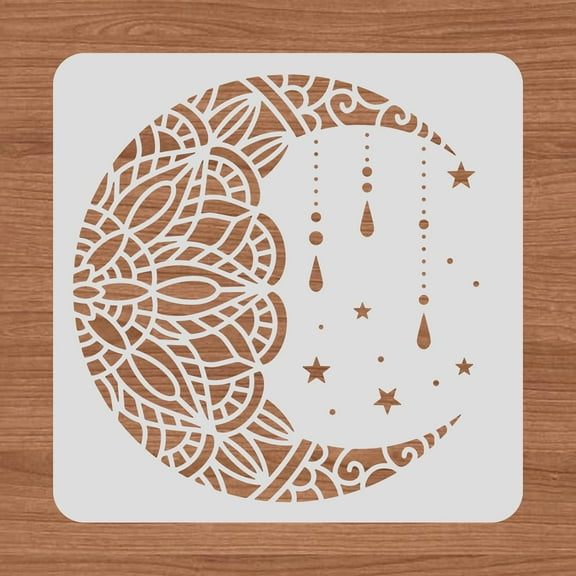 12x12" Mandala Moon Plastic Stencils Star Drawing Templates for Wood Wall Painting and Scrapbooking DIY