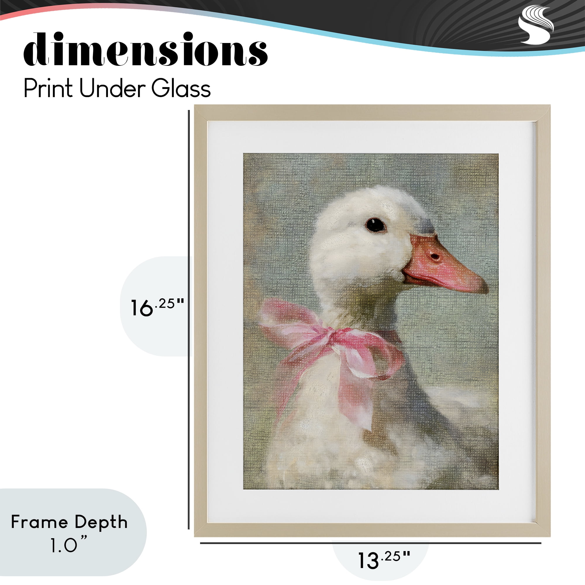 Stupell Industries Portrait of Pink Bow Goose Birch Framed Print Under Glass, design by LSR Design Studio