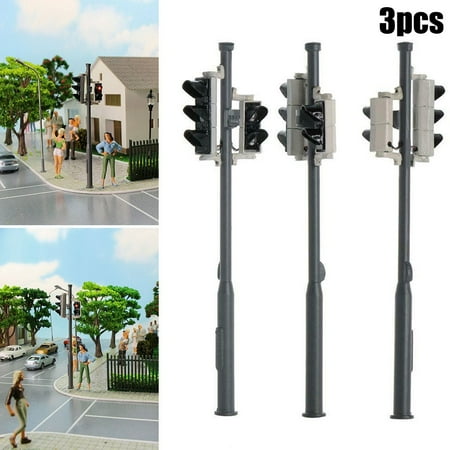 

3Pcs Track 0 Traffic Lights with Pedestrian Lights and LEDs Vehicle 1:43