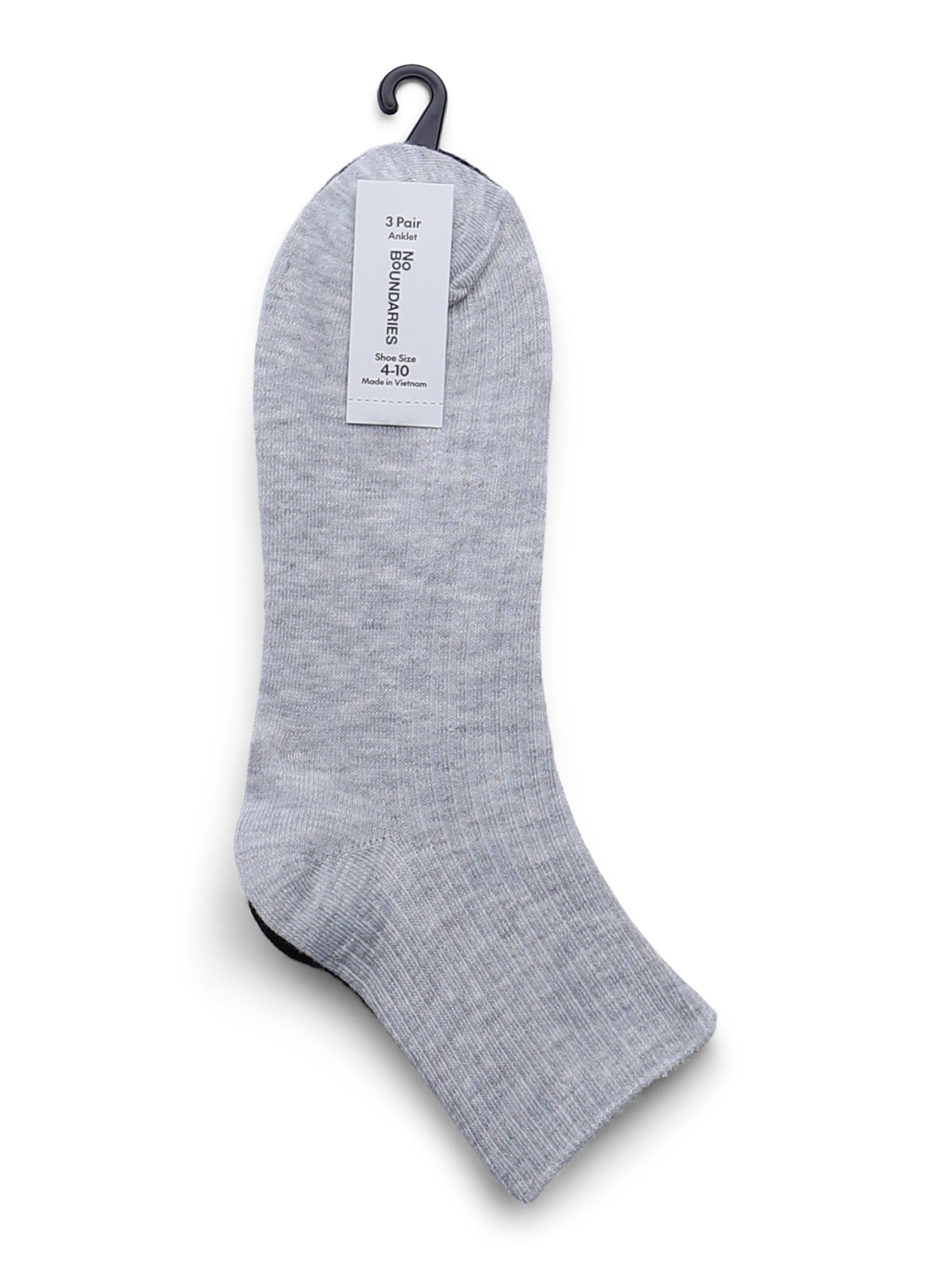 No Boundaries Ankle Socks, 3-Pack, Women's, Size 4-10