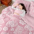 thumbnail image 4 of jejeloiu Gentle Paisley 7-Piece King Bedding For Men Women,Soft Print King Bed in a Bag,Pink White,Pink Reversible, 4 of 7