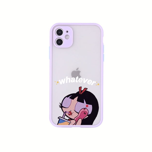 Funda de teléfono The Powerpuff Girls para iPhone 14 Plus 13 12 11 Pro Max Mini Xs Xr X 8 7 Plus, cubierta dura translúcida mate negra Fivean unisex