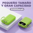 thumbnail image 3 of Mini Power Bank Genérico PB20000 Portátil Verde 20000mAh 4 Cables USB Tipo Clet LED, 3 of 5