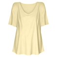 thumbnail image 2 of HuangHuanChen Women's Short Sleeve T Shirt V Neck Oversized Tshirt for Women Casual Loose Fit Basic Tee Solid Color Tshirt Shirt Yellow XXL, 2 of 6