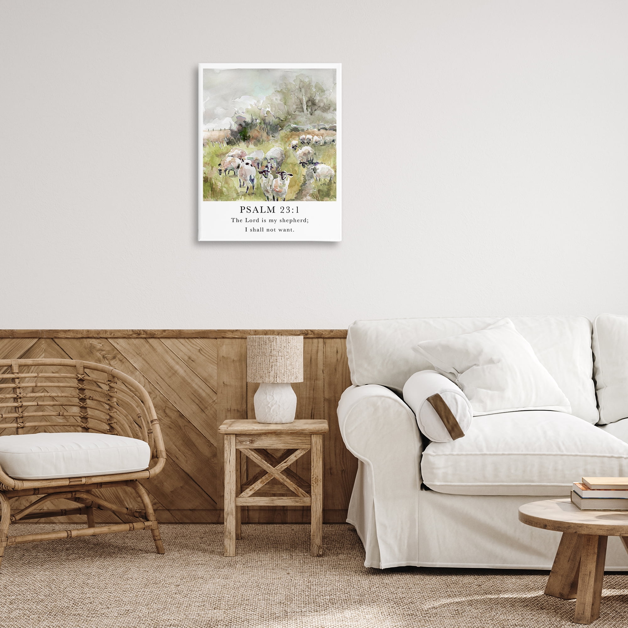 Stupell Industries My Shepherd Psalm Religious Painting Gallery Wrapped Canvas Art Print Wall Art, 24 x 30