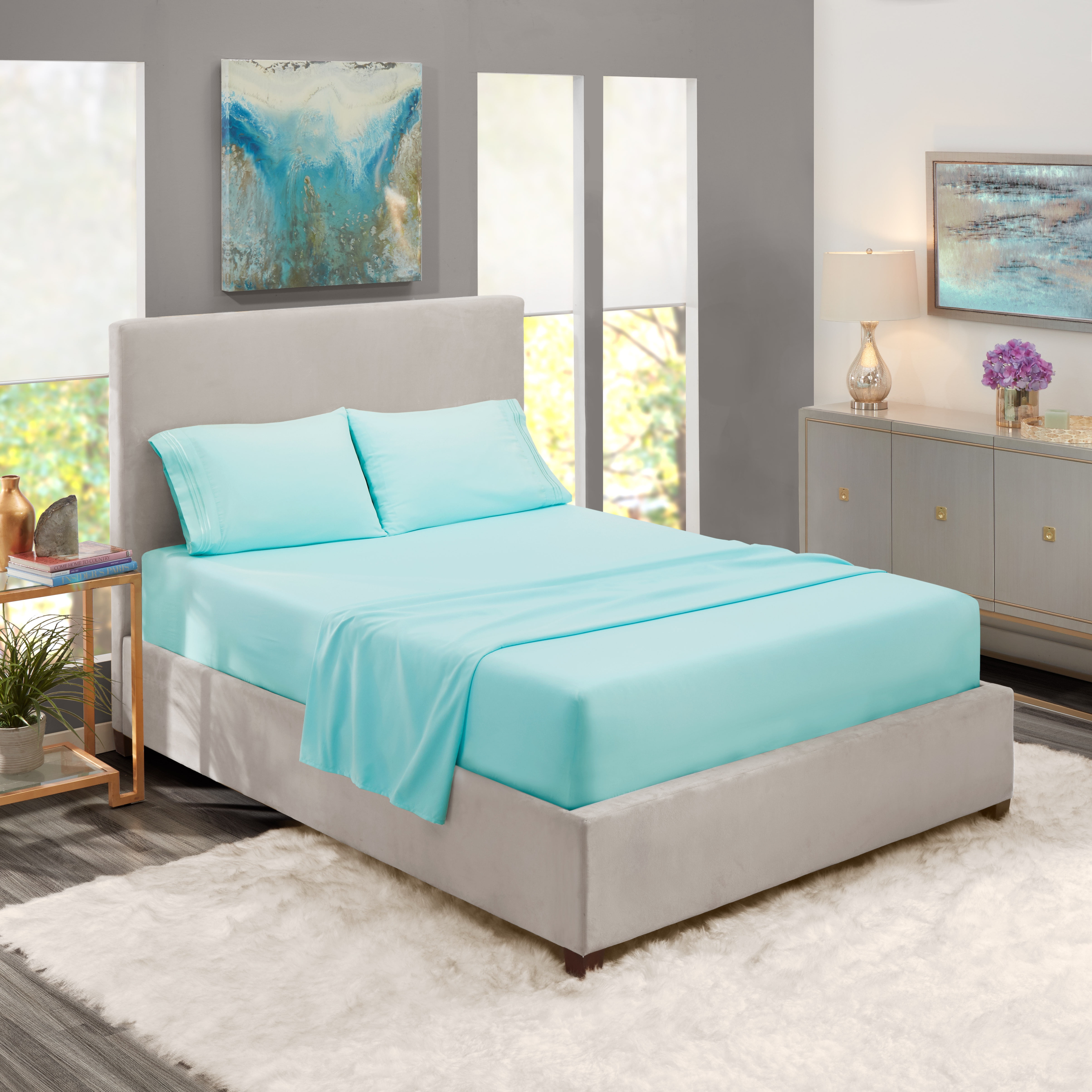 Premium Hotel Quality 4 Piece Bed Sheet Set 11 Designs Quatrafoil Queen Navy for sale online 