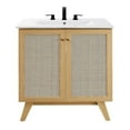 thumbnail image 1 of Pemberly Row Coiffeuse de Salle de Bain Moderne en Bois de 30 Pouces avec Étagère Réglable en Chêne/blanc, 1 of 16