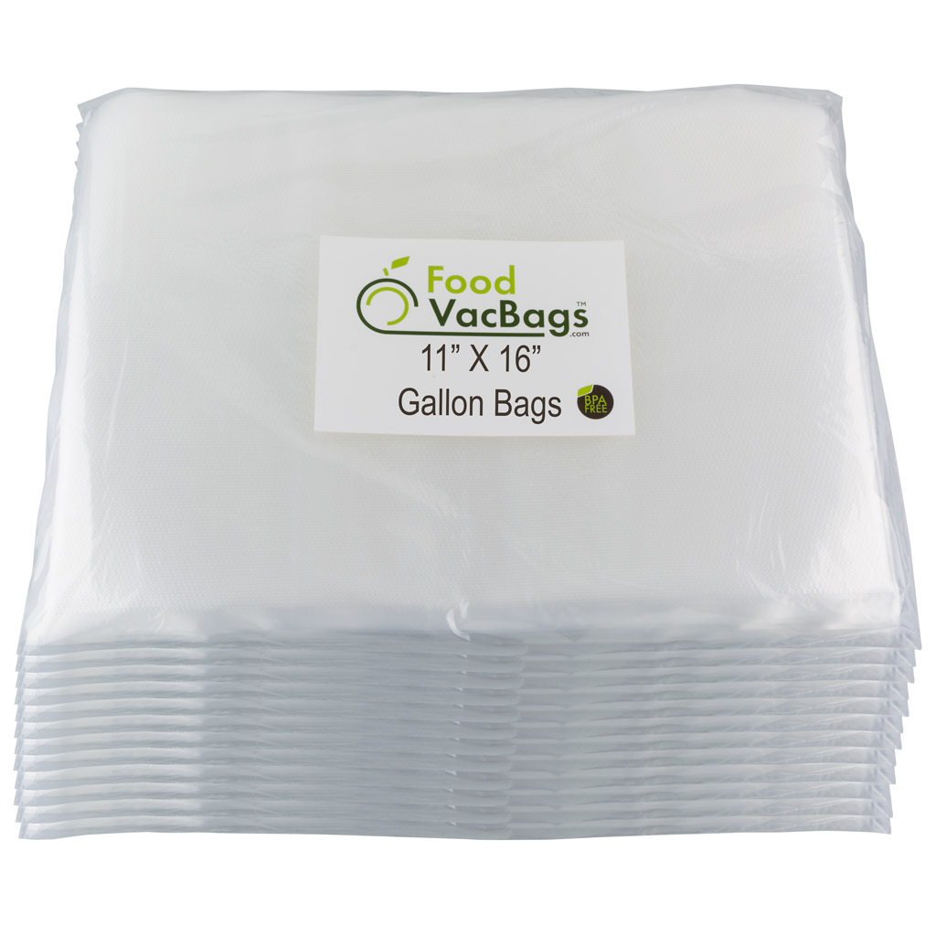 FoodVacBags 600 11"x16" Gallon Embossed Vacuum Sealer Bags for Food