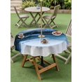 thumbnail image 4 of Outdoor Tablecloth with Umbrella Hole for Patio/Picnic/Party/Camping, Blue Marble Waterproof Table Cloth Round Cover Washable, Modern Abstract Watercolor Ombre Aesthetic (Dia 60"), 4 of 9