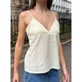 thumbnail image 5 of Women's Eyelet Embroidery Tank Top Deep V Neck Spaghetti Strap Cami Tops Summer Tops, 5 of 6