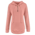 thumbnail image 4 of Sweatshirt for Women,Hooded Long Drawstring Pocket for Womens Sleeve Down Hoodies Neck Sweatshirts Pullover Casual V Button,Plus Size Sweatshirts for Women,Size:3XL, 4 of 5