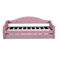 thumbnail image 5 of Twin Size Tufted Upholstered Daybed with Trundle ,Velvet Sofabed with USB&Type-C Charging Ports,No Box-spring Needed, Pink, 5 of 15
